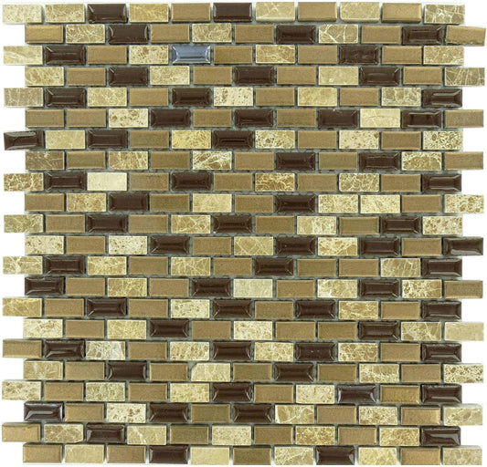 Porcello Autumn Acorns PBS-05 Brown 1/2x1 Stone and Porcelain Glossy Tile Euro Glass