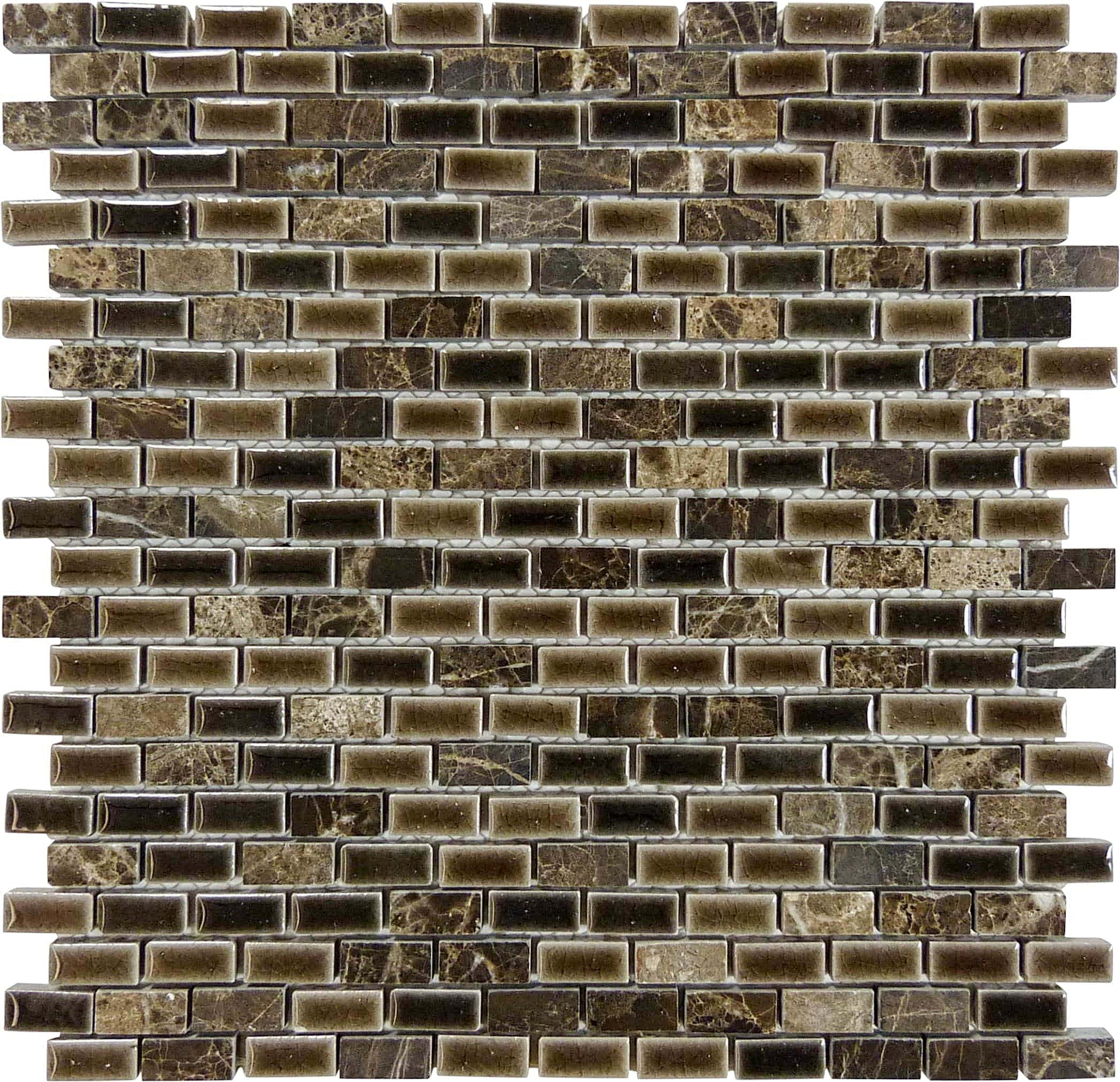Porcello Crocodile Glam Brown Mini Brick Stone and Porcelain Tile Euro Glass