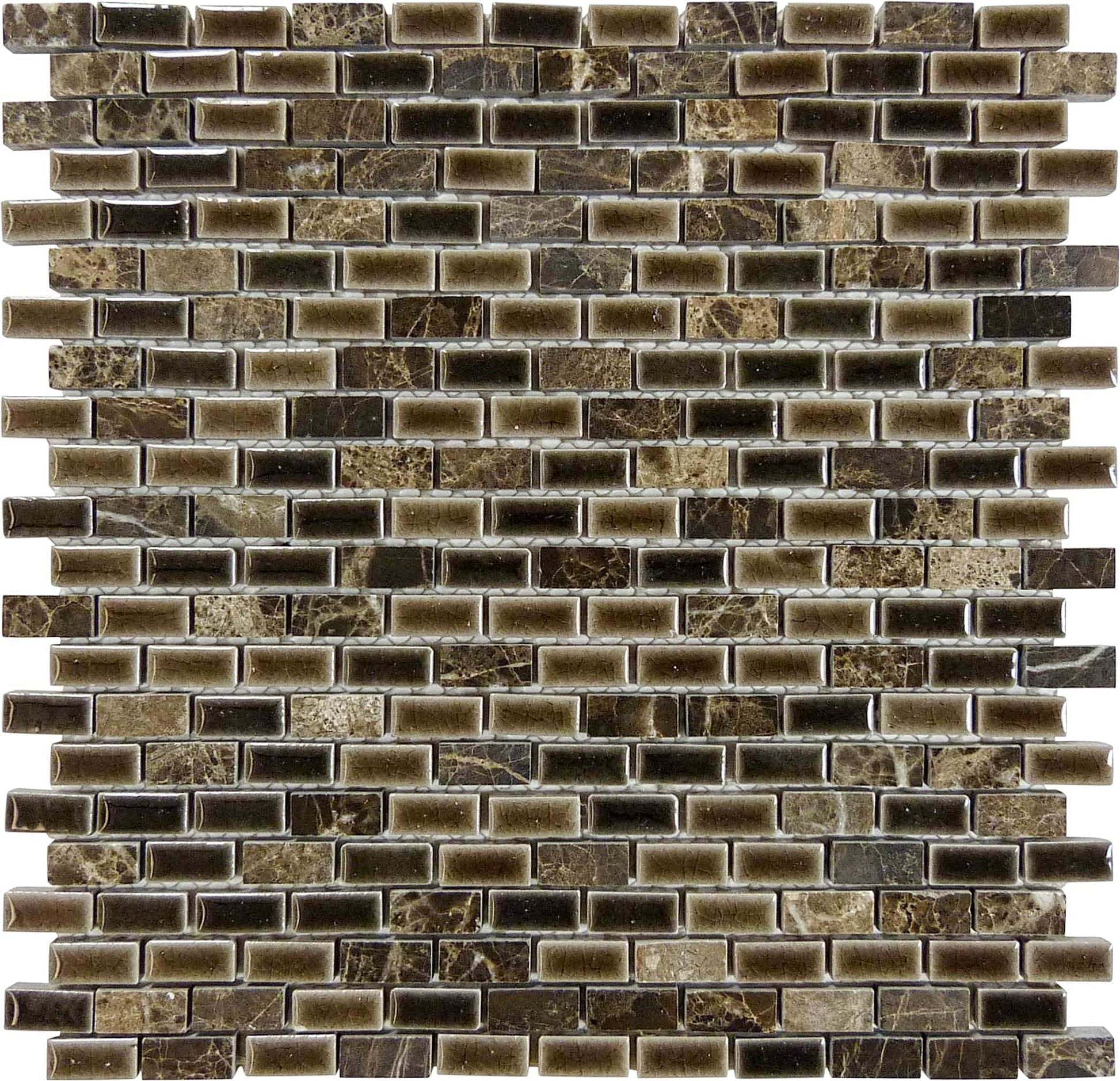 Porcello Crocodile Glam Brown Mini Brick Stone and Porcelain Tile Euro Glass