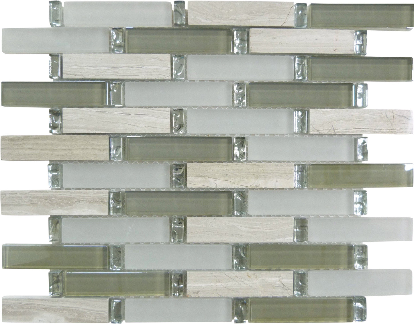 Milestone Beige 1x4 Glass and Stone Tile Euro Glass