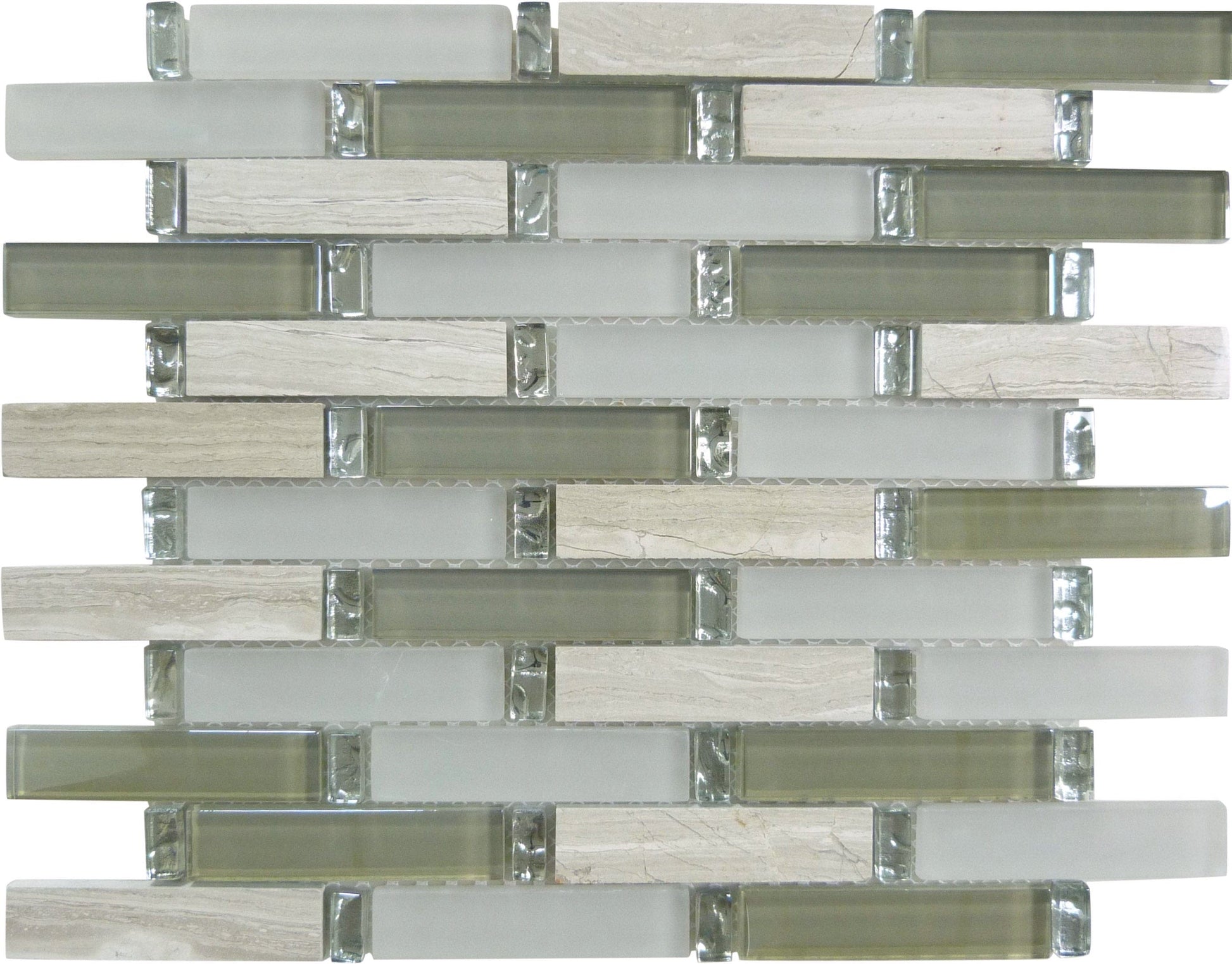 Milestone Beige 1x4 Glass and Stone Tile Euro Glass