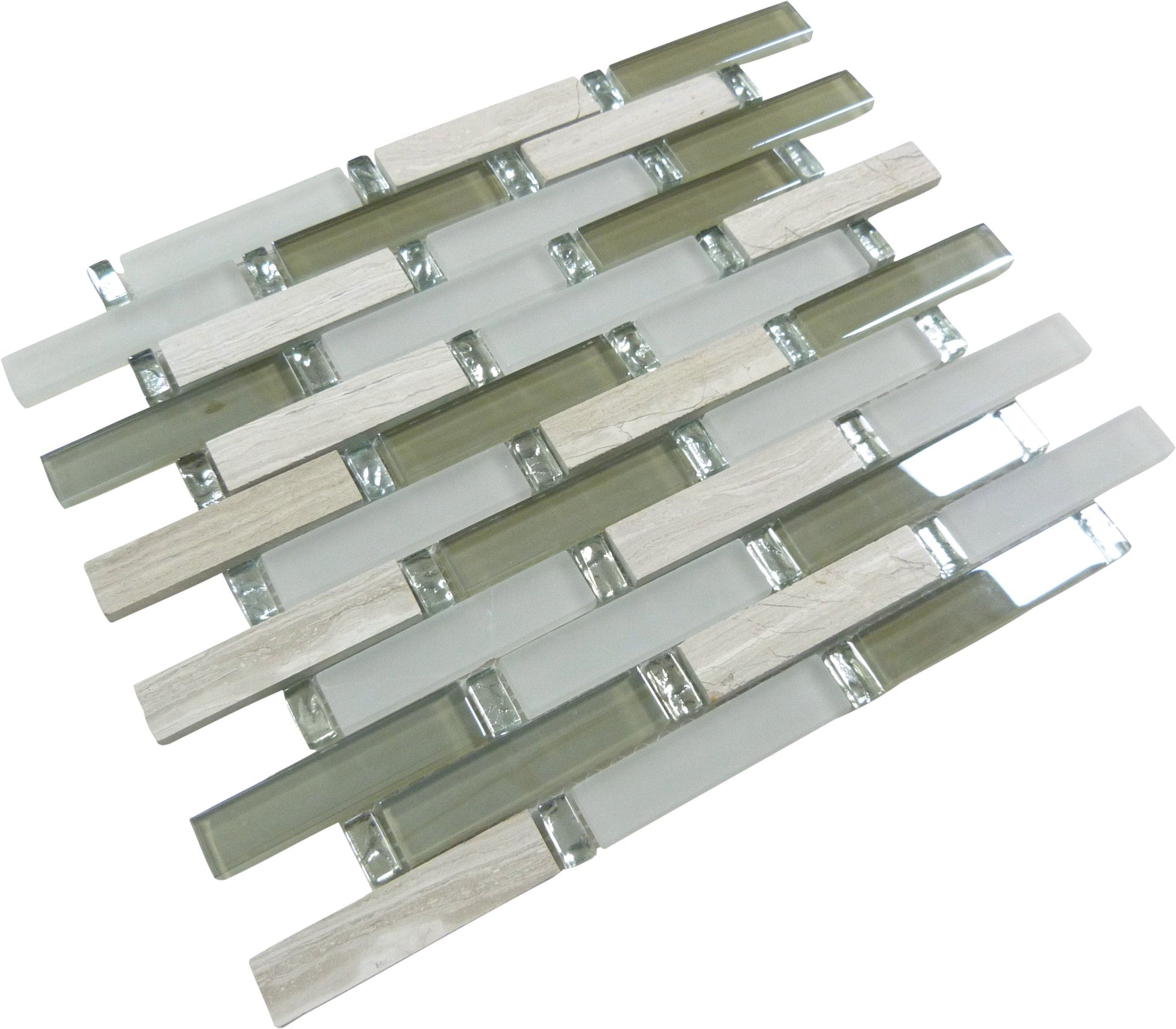 Milestone Beige 1x4 Glass and Stone Tile Euro Glass
