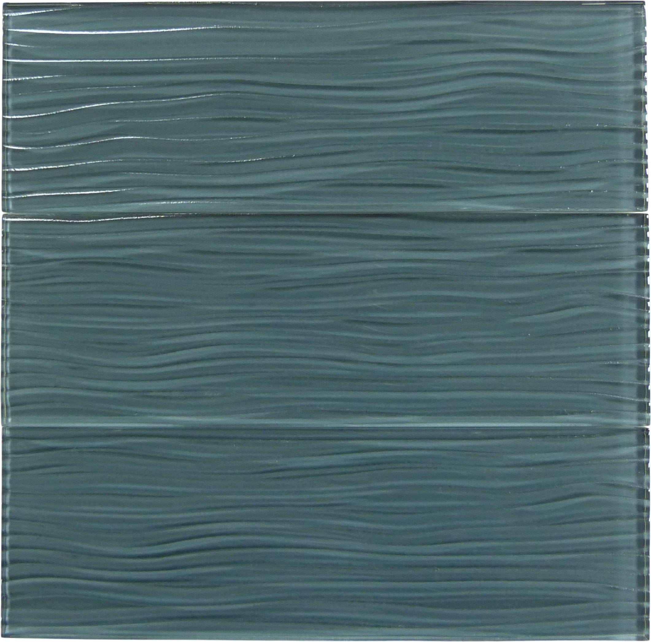 Eclipse Grey Wave 4x12 Glossy Glass Subway Tile Euro Glass