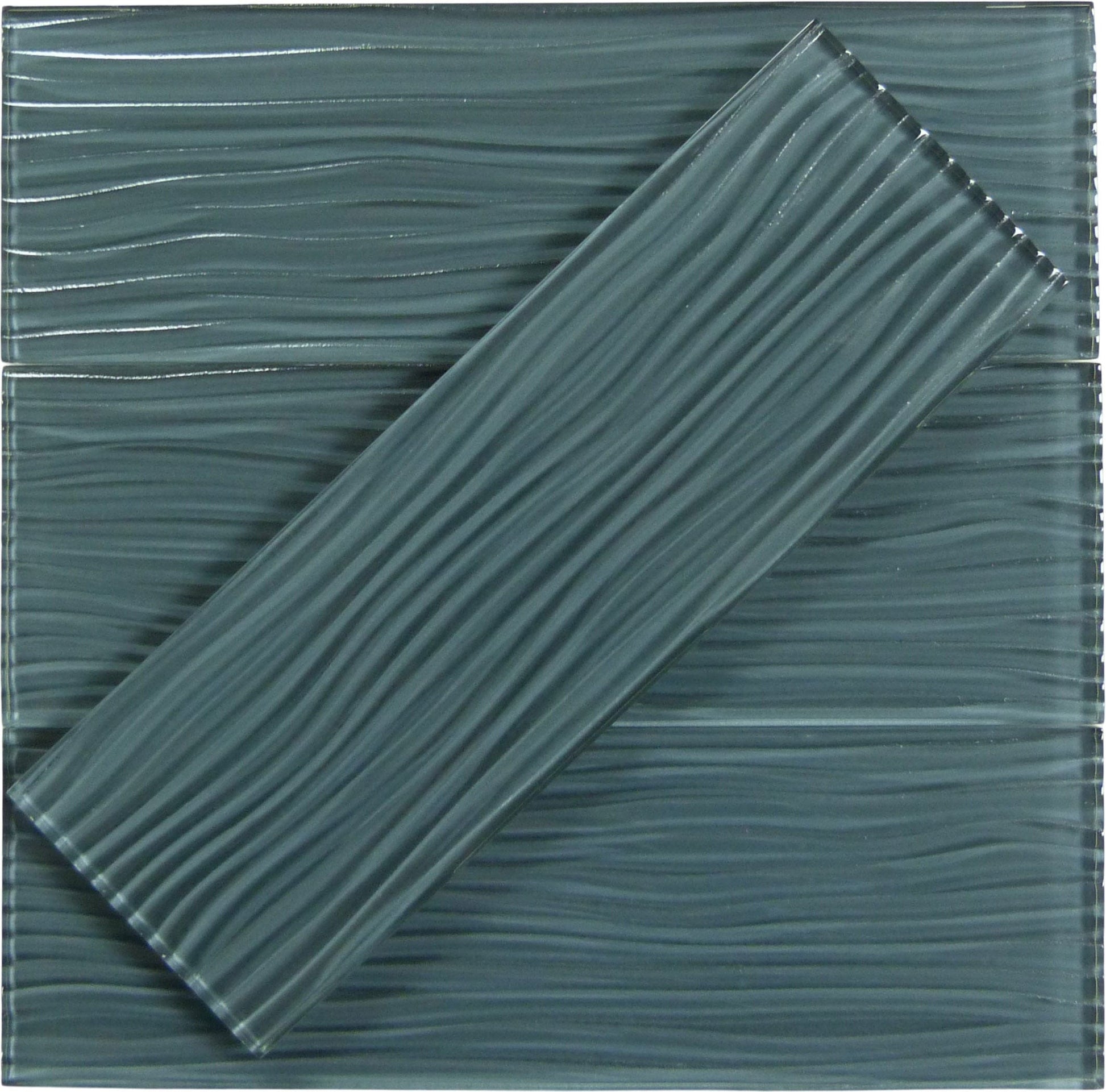 Eclipse Grey Wave 4x12 Glossy Glass Subway Tile Euro Glass