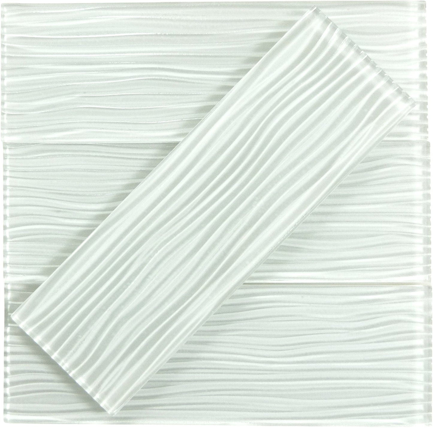 Bright White Wave 4x12 Glossy Glass Subway Tile Euro Glass