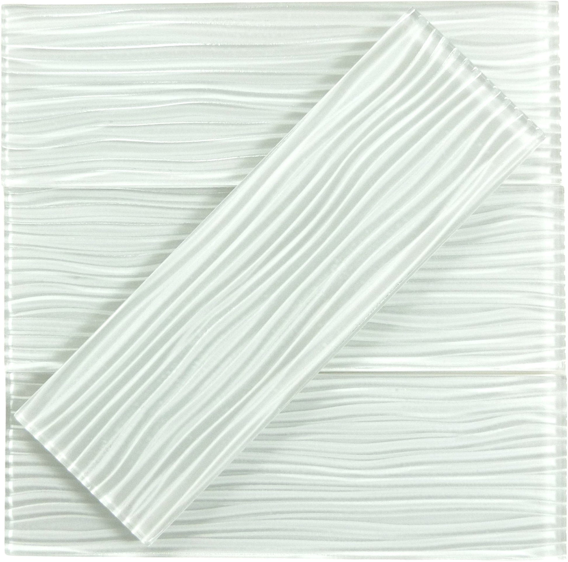 Bright White Wave 4x12 Glossy Glass Subway Tile Euro Glass