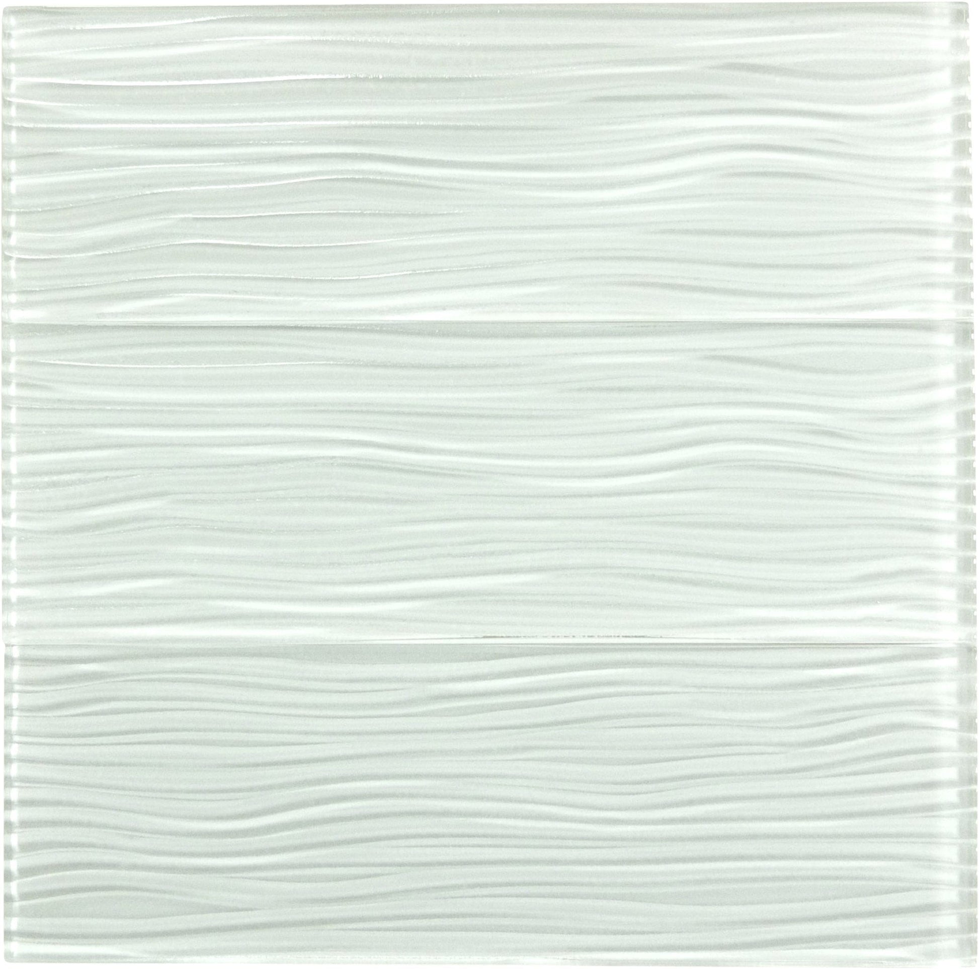 Bright White Wave 4x12 Glossy Glass Subway Tile Euro Glass