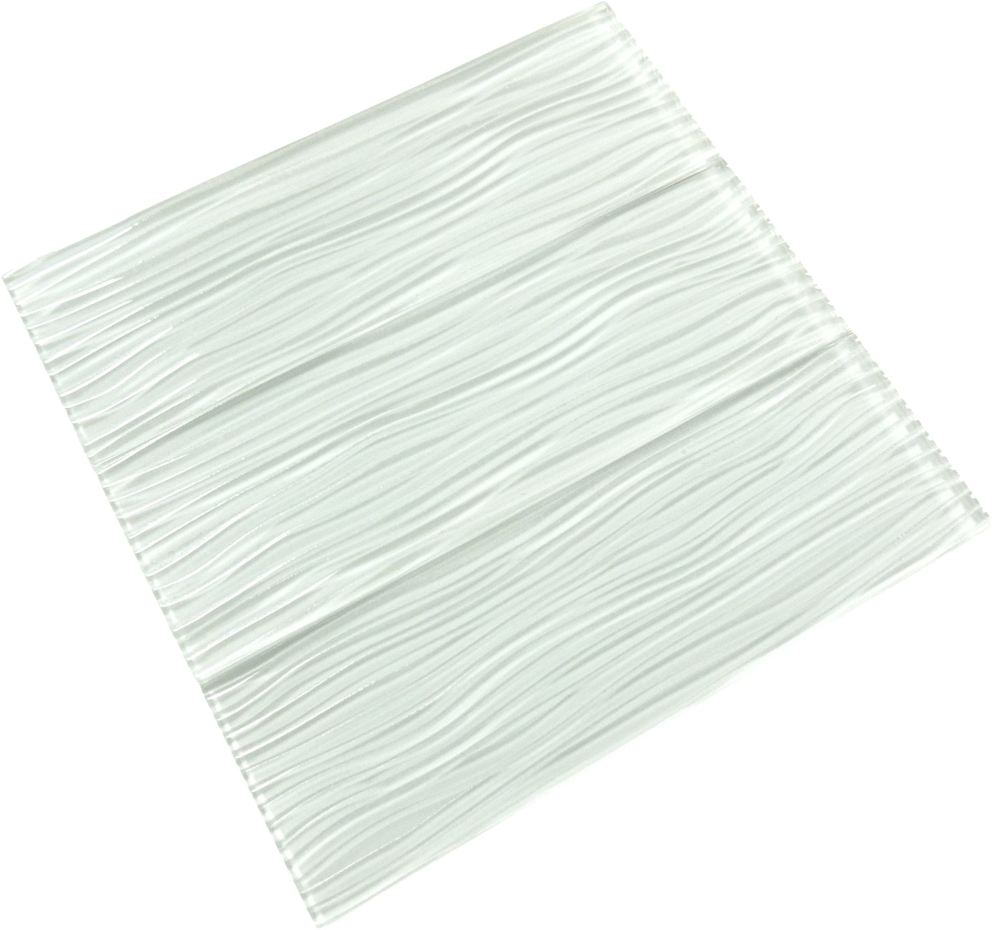 Bright White Wave 4x12 Glossy Glass Subway Tile Euro Glass