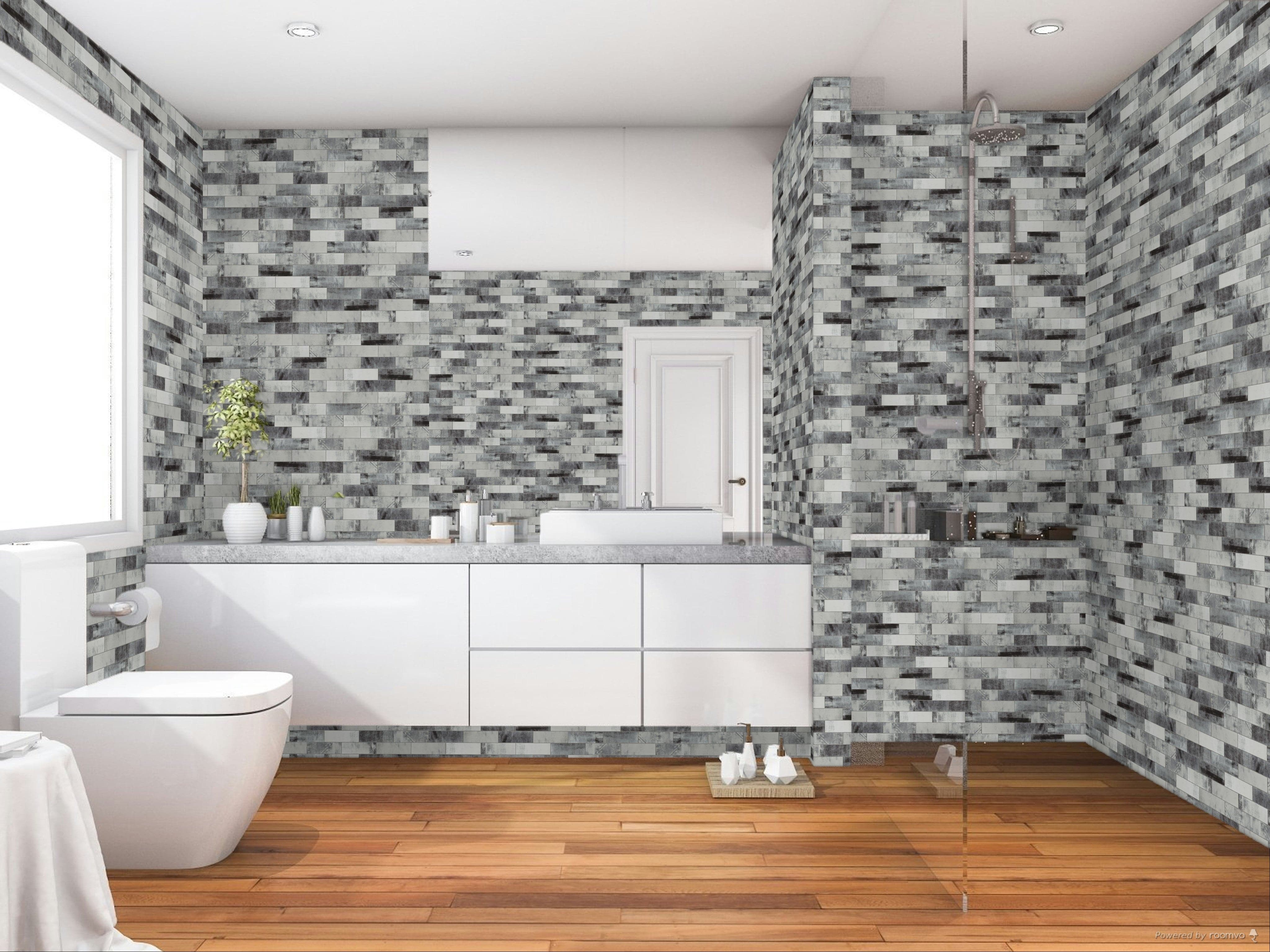 Abbey Hall Grey 2x6 Glossy Glass Subway Tile Euro Glass