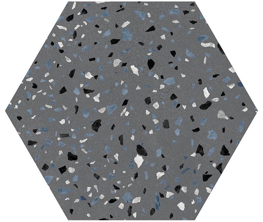 Abstract Graphite Grey 8x9 Hexagon Matte Porcelain Tile Euro Glass