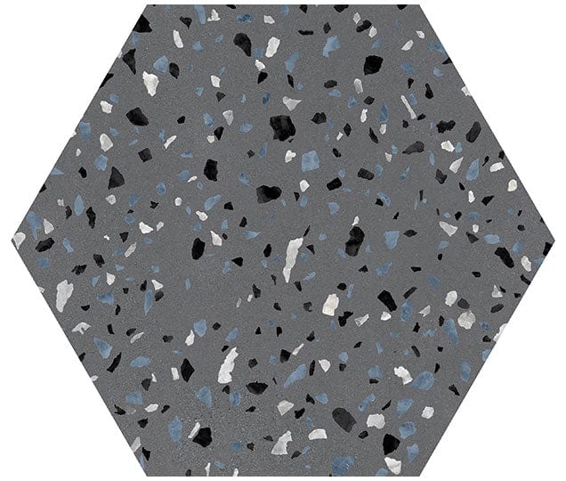 Abstract Graphite Grey 8x9 Hexagon Matte Porcelain Tile Euro Glass