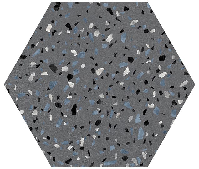 Abstract Graphite Grey 8x9 Hexagon Matte Porcelain Tile Euro Glass