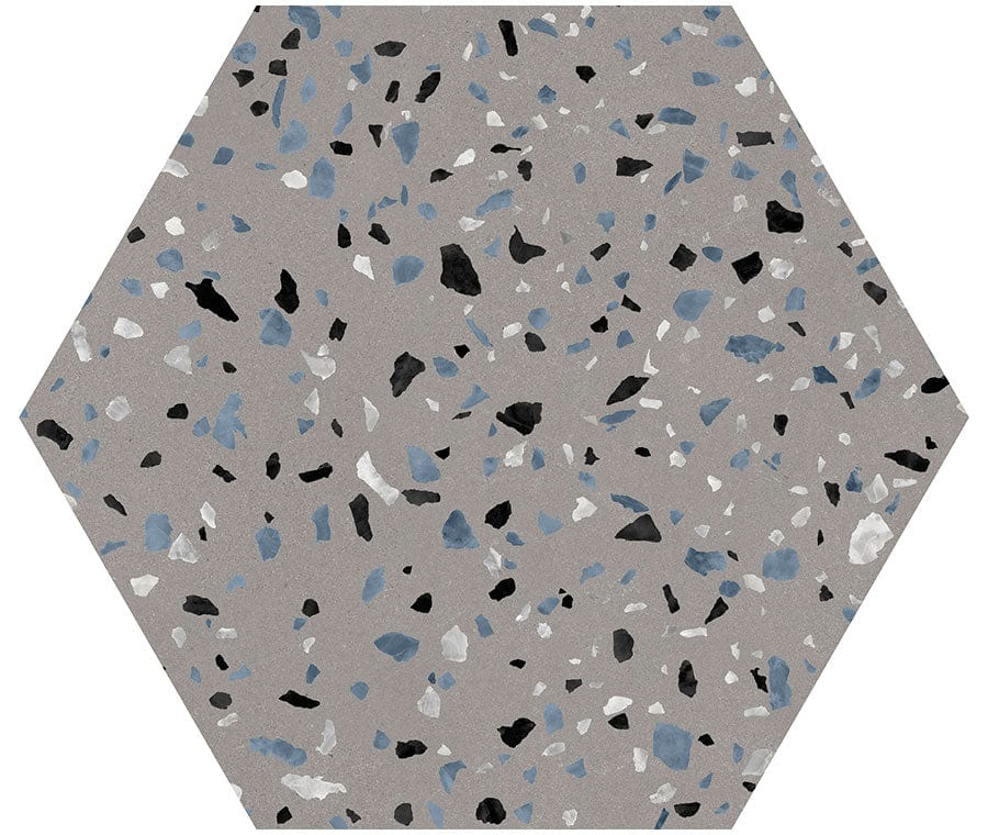 Abstract Gray 8x9 Hexagon Matte Porcelain Tile Euro Glass