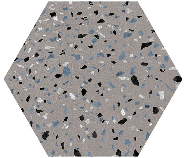 Abstract Gray 8x9 Hexagon Matte Porcelain Tile Euro Glass