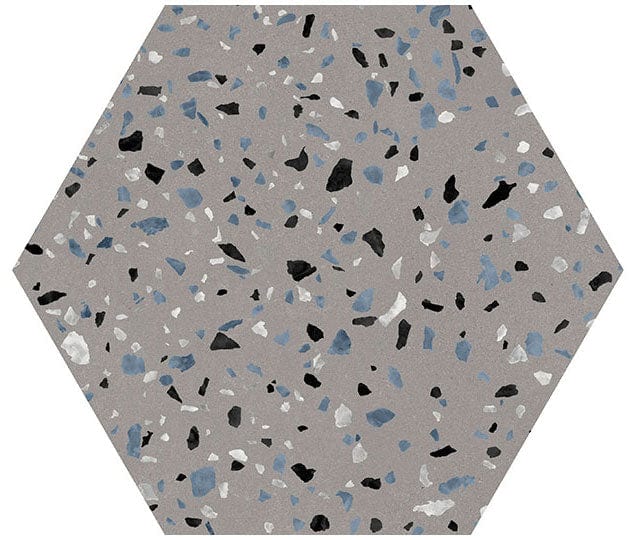 Abstract Gray 8x9 Hexagon Matte Porcelain Tile Euro Glass