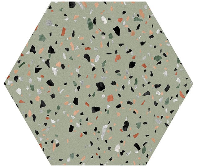 Abstract Salvia Green 8x9 Hexagon Matte Porcelain Tile Euro Glass