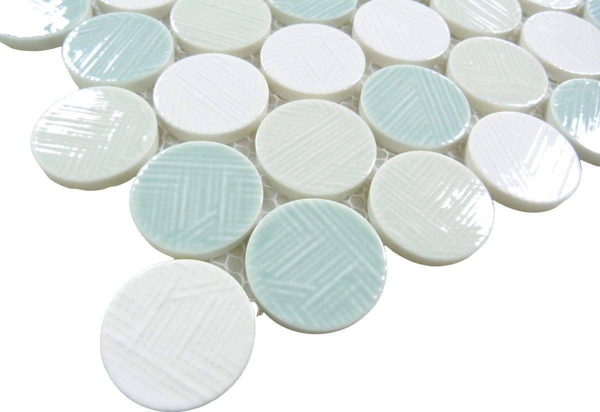 Alloway Anya Green Round Recycled Glossy Glass Tile Euro Glass