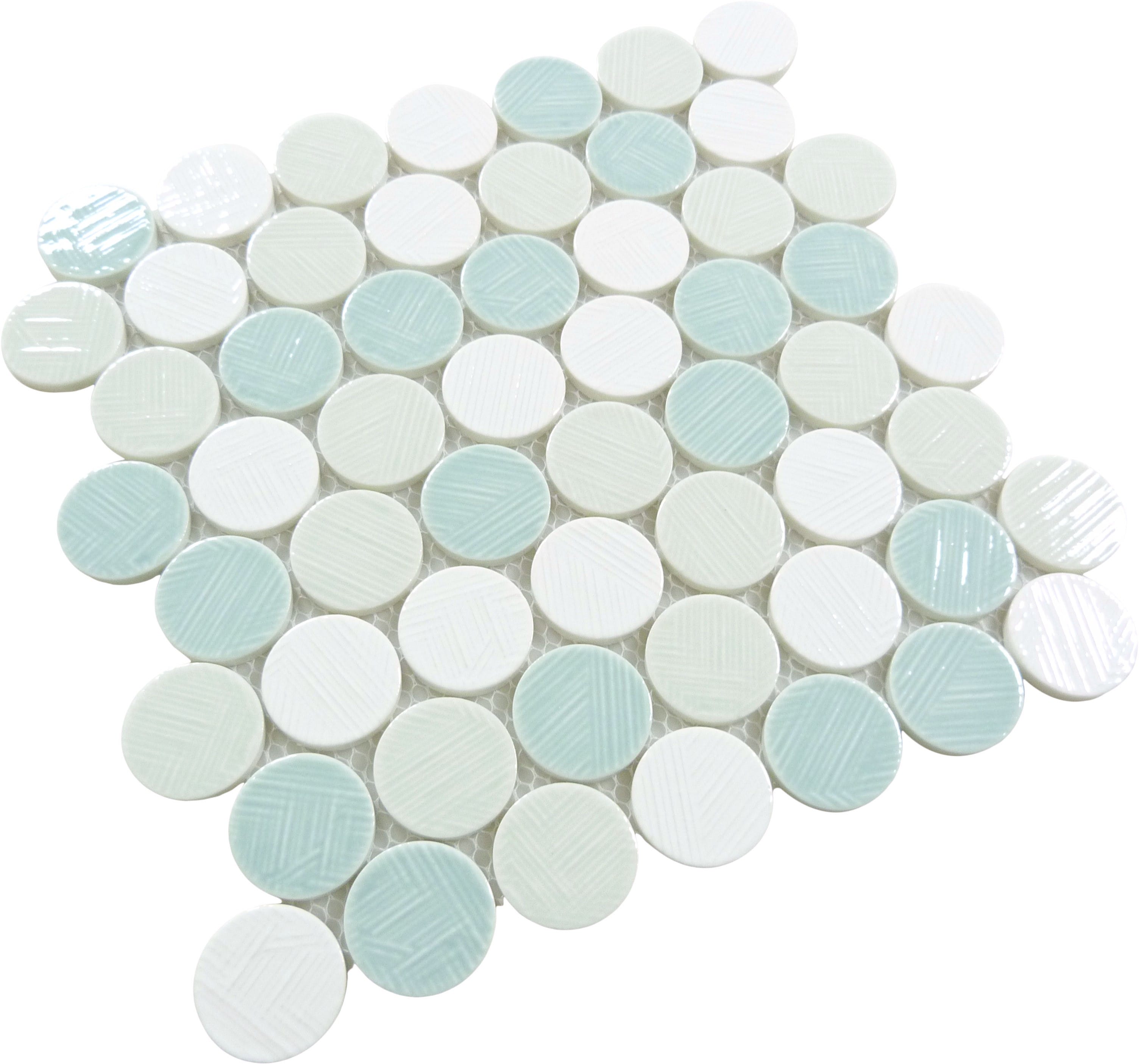 Alloway Anya Green Round Recycled Glossy Glass Tile Euro Glass