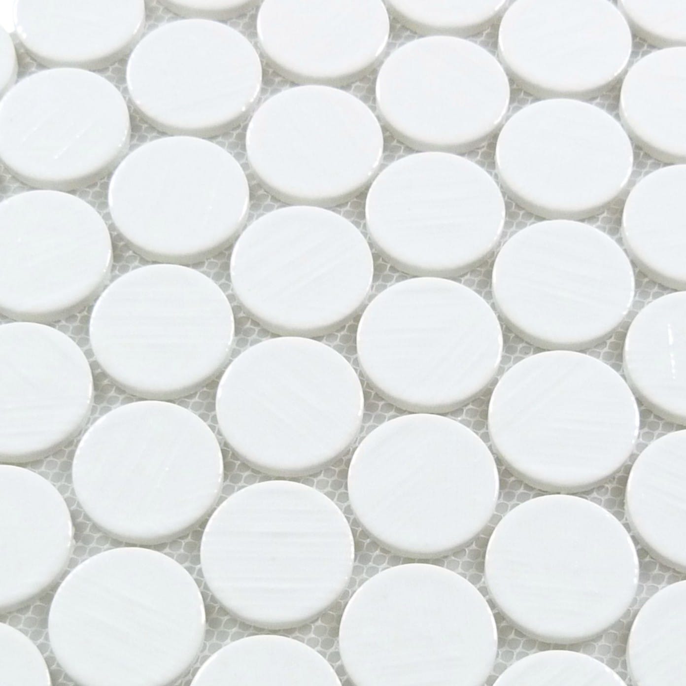 Alloway Kellen White Round Recycled Glossy Glass Tile Euro Glass
