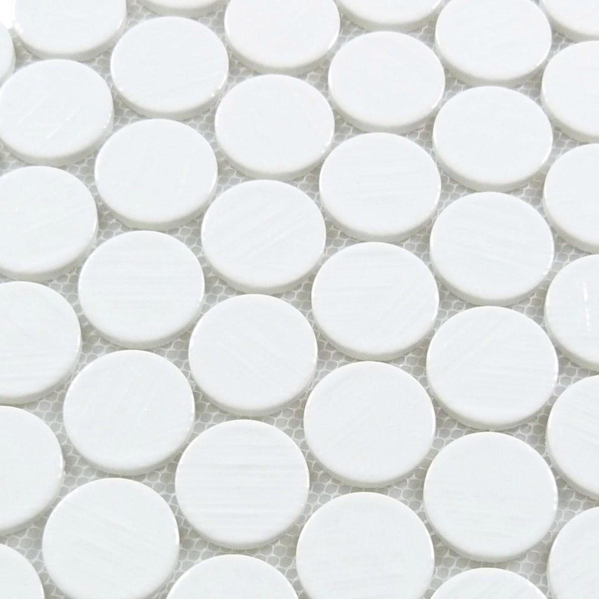 Alloway Kellen White Round Recycled Glossy Glass Tile Euro Glass