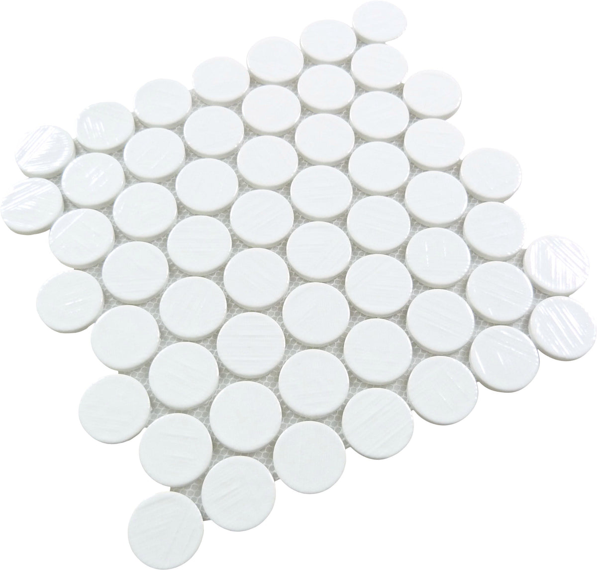 Alloway Kellen White Round Recycled Glossy Glass Tile Euro Glass