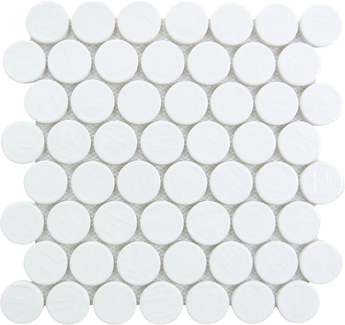 Alloway Kellen White Round Recycled Glossy Glass Tile Euro Glass