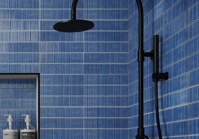 Banda Sini Alta Blue 2x10 Glossy Ceramic Tile Euro Glass