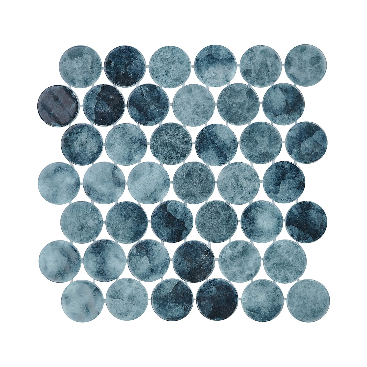 Kumo Aizo 2-Inch Round Recycled Glass Mosaic Tile Euro Glass