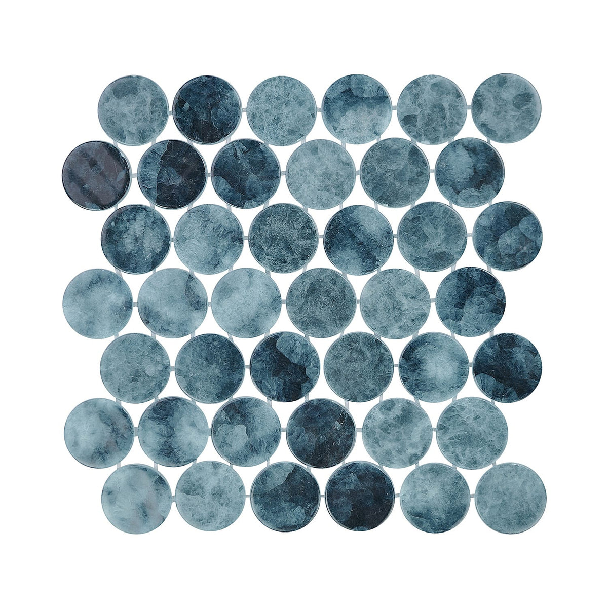 Kumo Aizo 2-Inch Round Recycled Glass Mosaic Tile Euro Glass