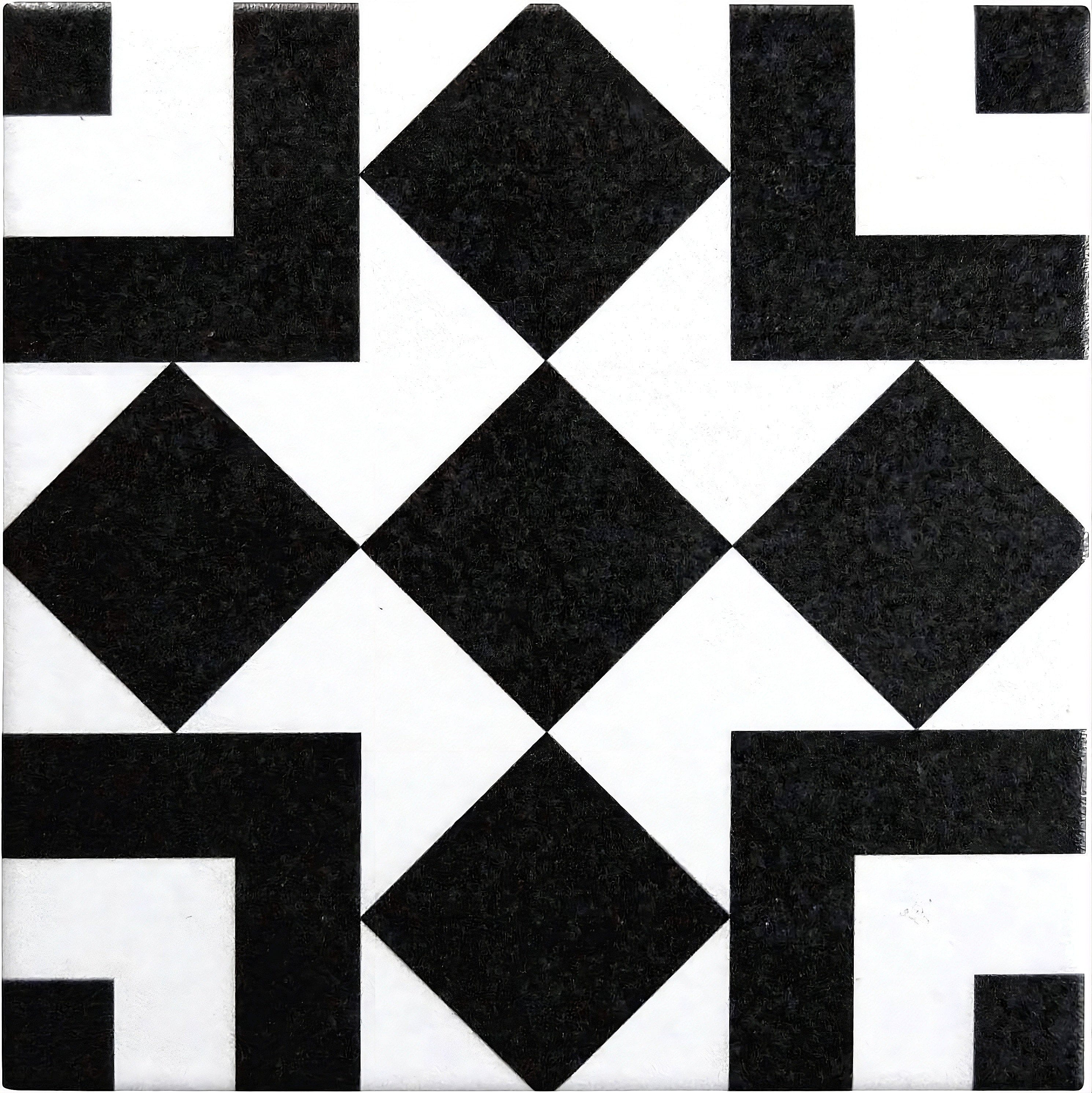 Retro Neuve Checkers Blocks 8x8 Matte Porcelain Tile Euro Glass