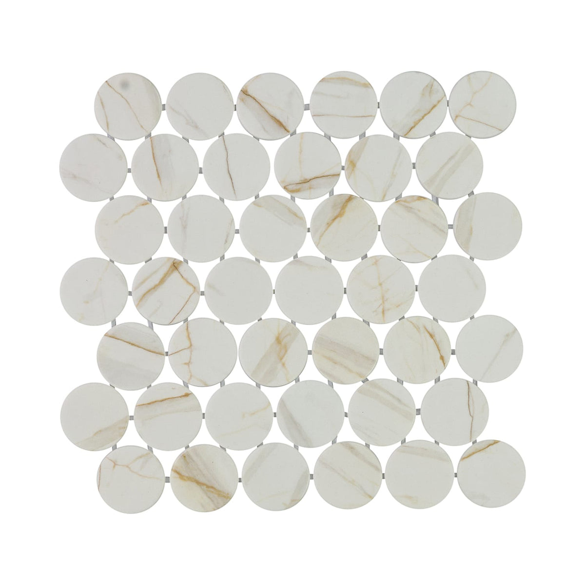 Calvari Breccia 2-Inch Round Recycled Glass Mosaic Tile Euro Glass