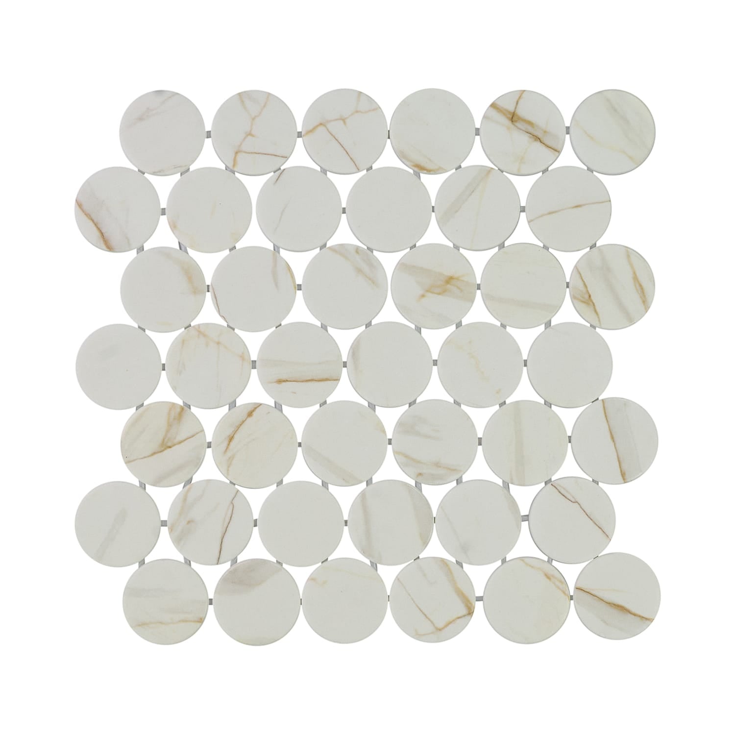 Calvari Breccia 2-Inch Round Recycled Glass Mosaic Tile Euro Glass