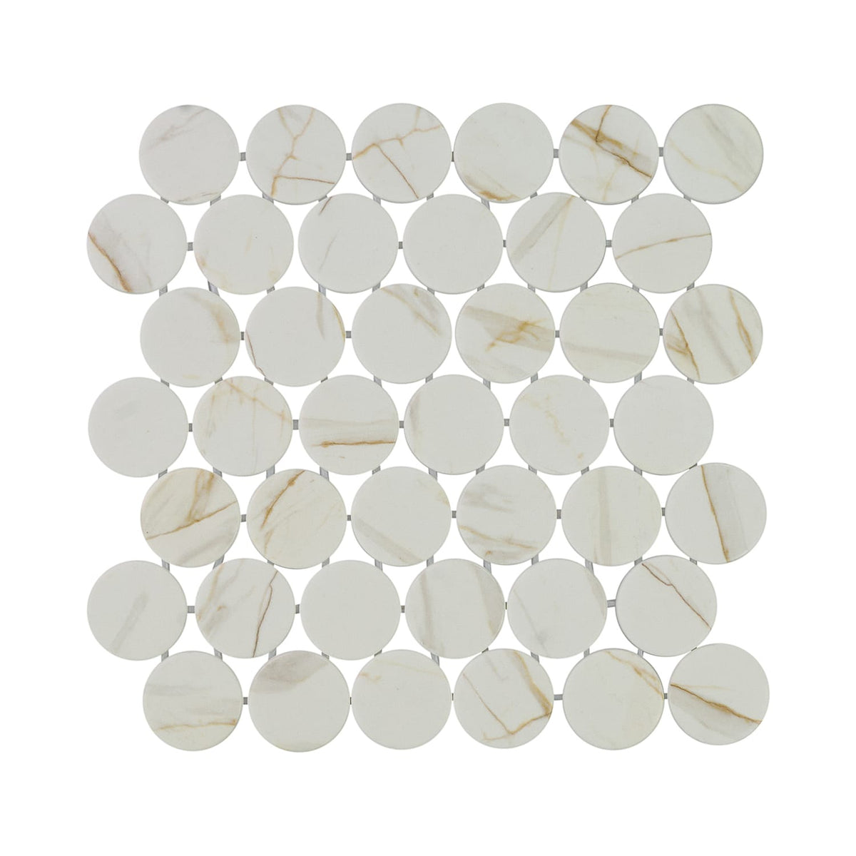 Calvari Breccia 2-Inch Round Recycled Glass Mosaic Tile Euro Glass