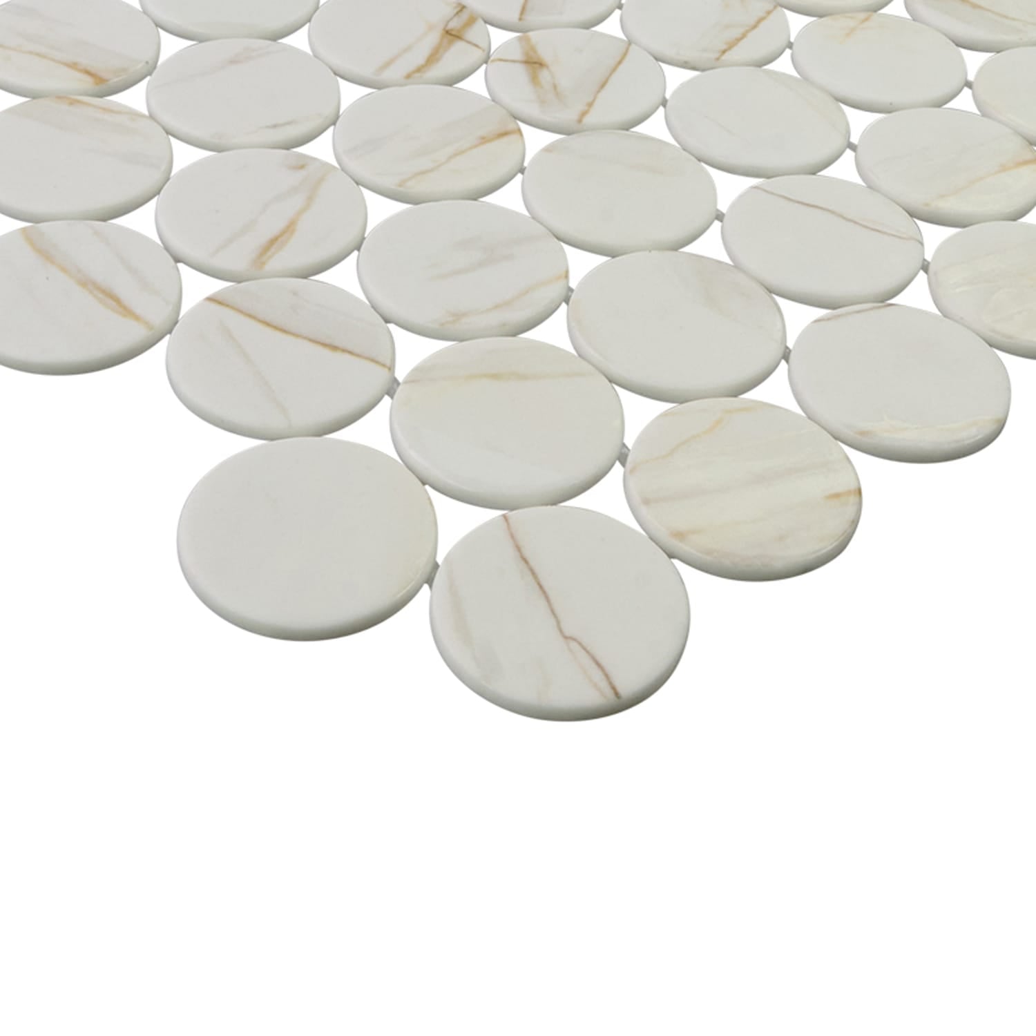 Calvari Breccia 2-Inch Round Recycled Glass Mosaic Tile Euro Glass