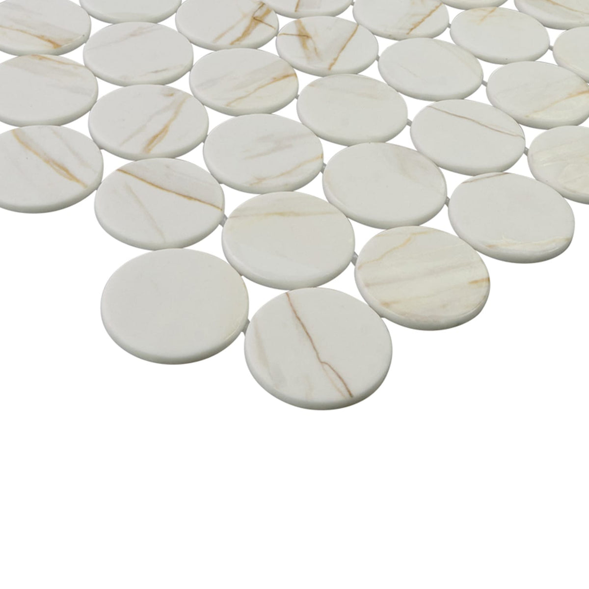 Calvari Breccia 2-Inch Round Recycled Glass Mosaic Tile Euro Glass