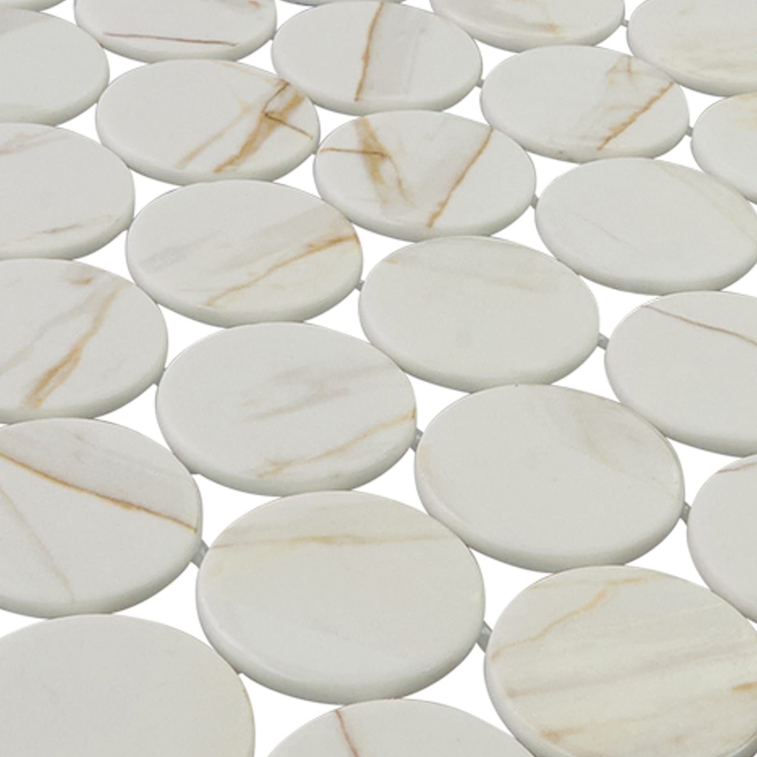 Calvari Breccia 2-Inch Round Recycled Glass Mosaic Tile Euro Glass