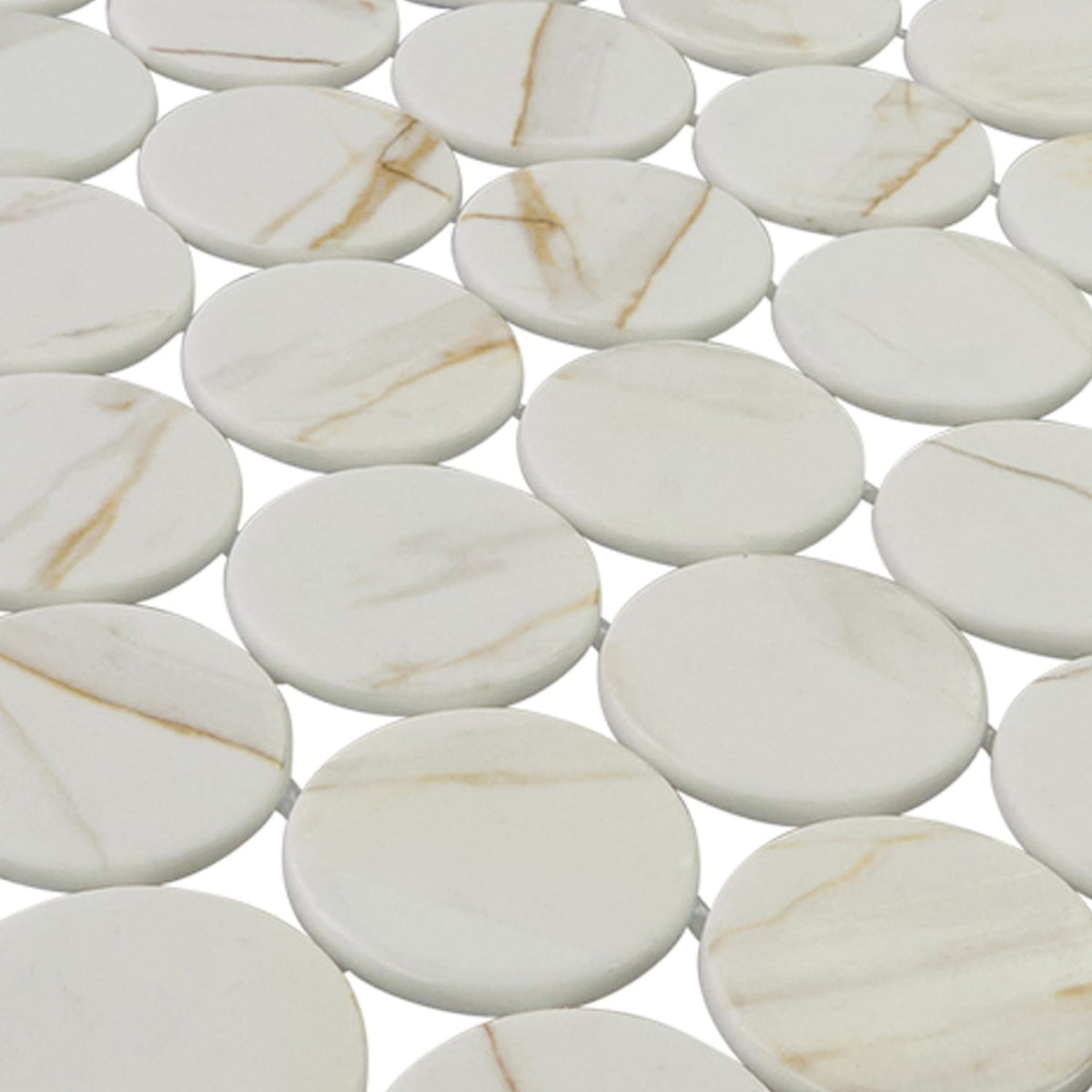 Calvari Breccia 2-Inch Round Recycled Glass Mosaic Tile Euro Glass