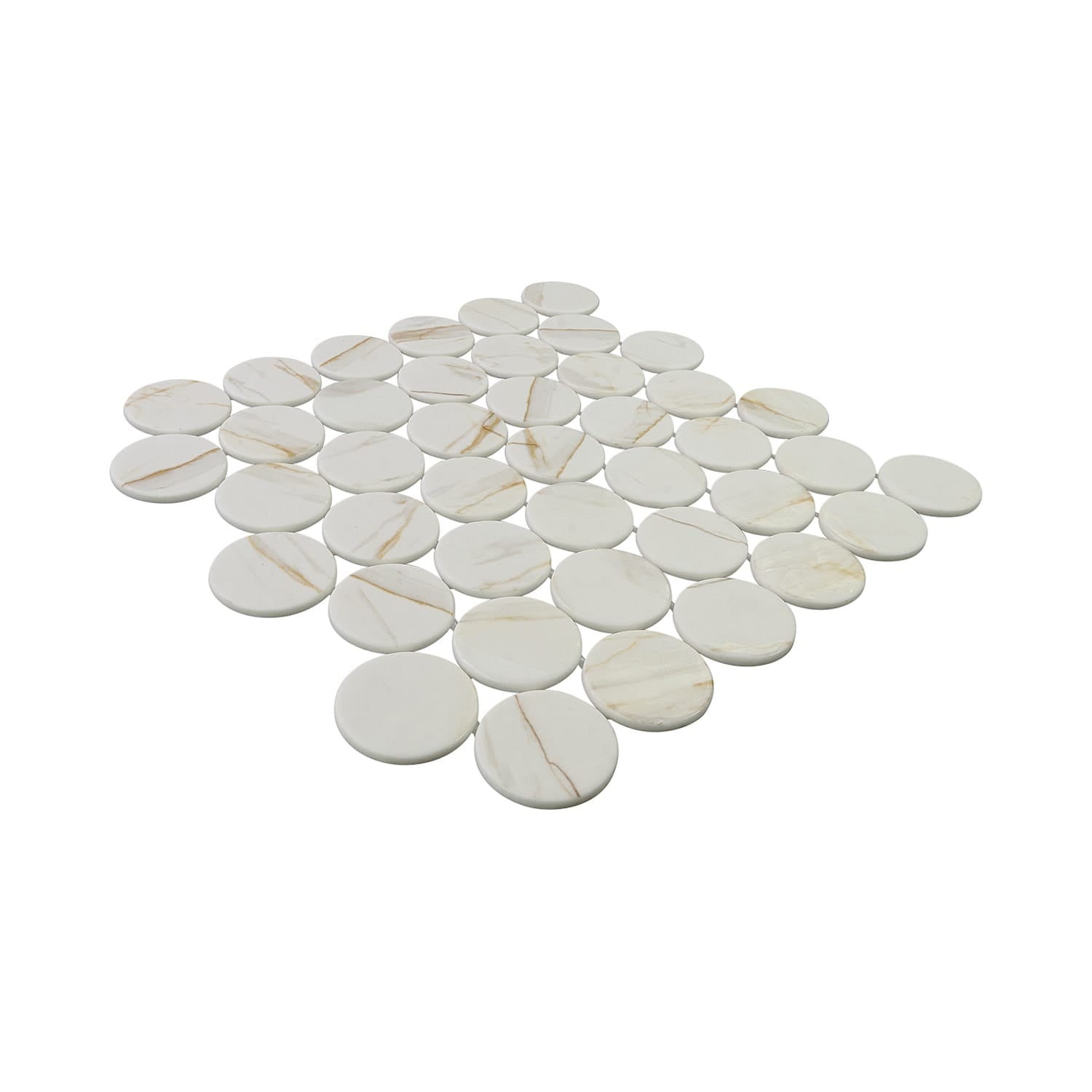 Calvari Breccia 2-Inch Round Recycled Glass Mosaic Tile Euro Glass