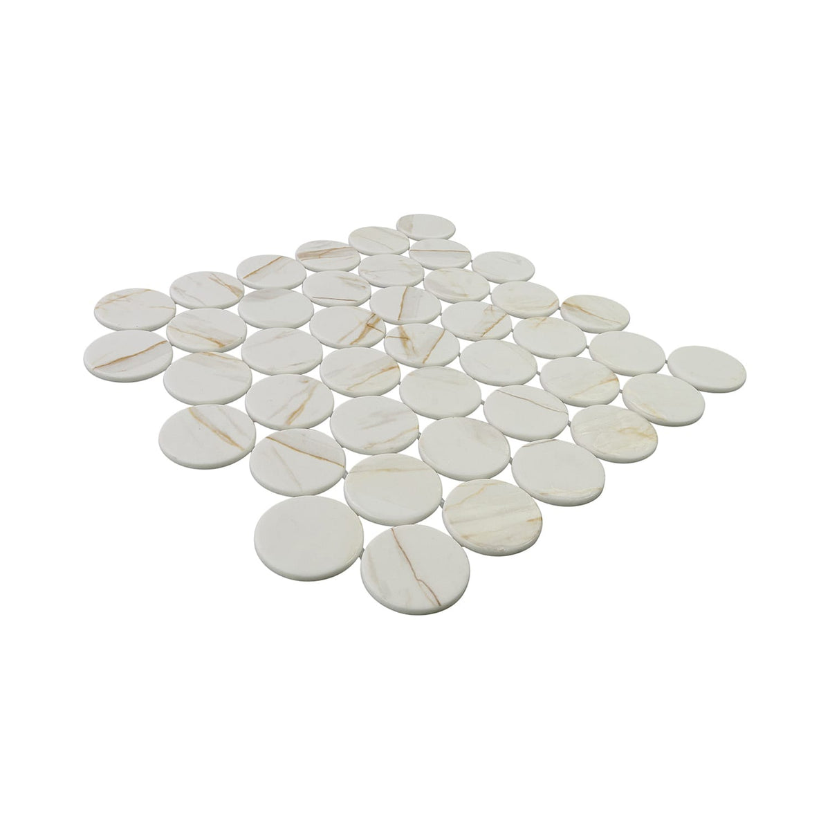 Calvari Breccia 2-Inch Round Recycled Glass Mosaic Tile Euro Glass