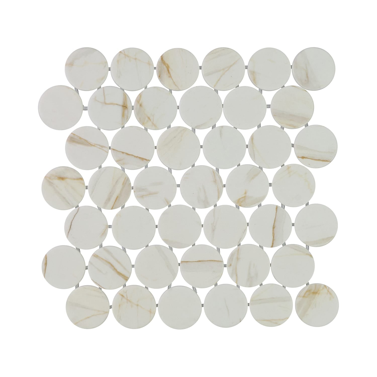 Calvari Breccia 2-Inch Round Recycled Glass Mosaic Tile Euro Glass