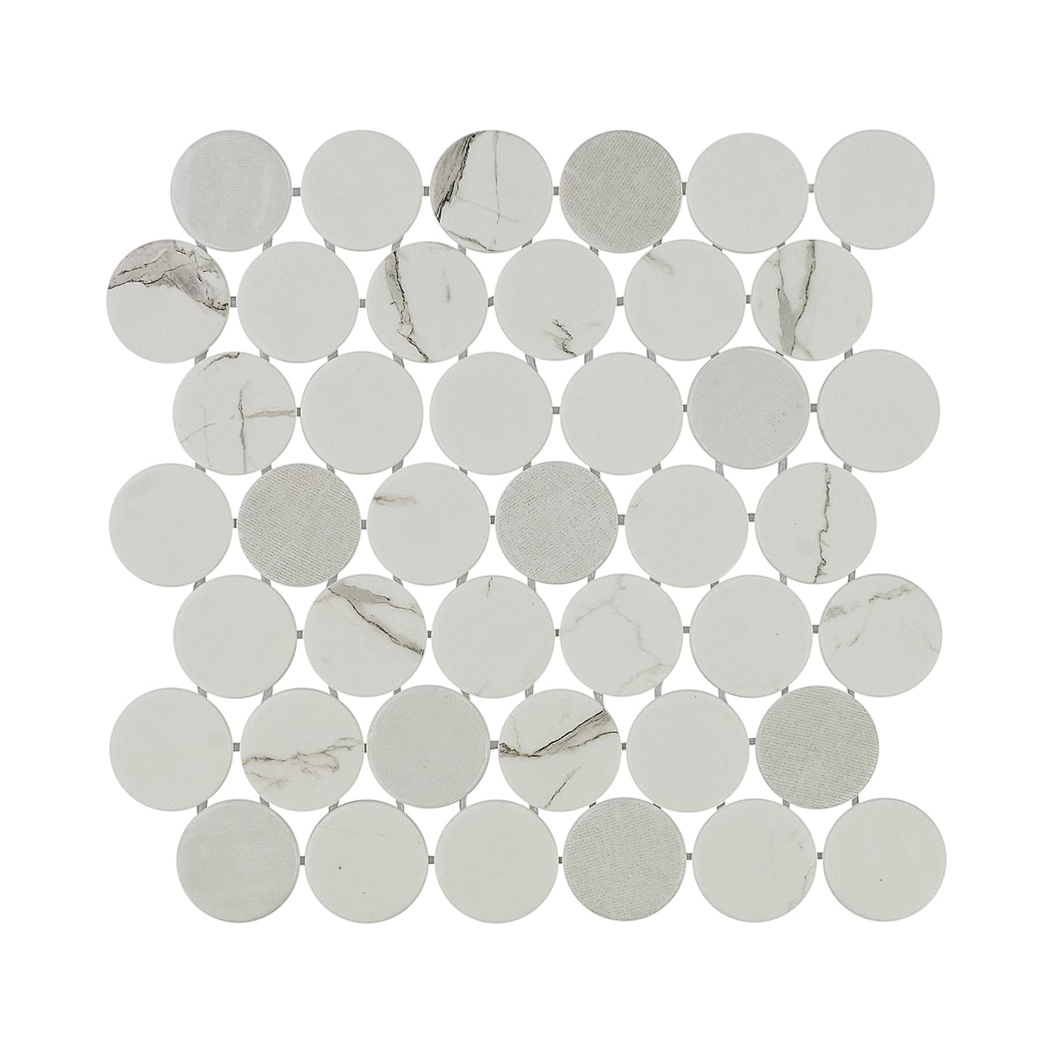 Calvari Fosca 2-Inch Round Recycled Glass Mosaic Tile Euro Glass