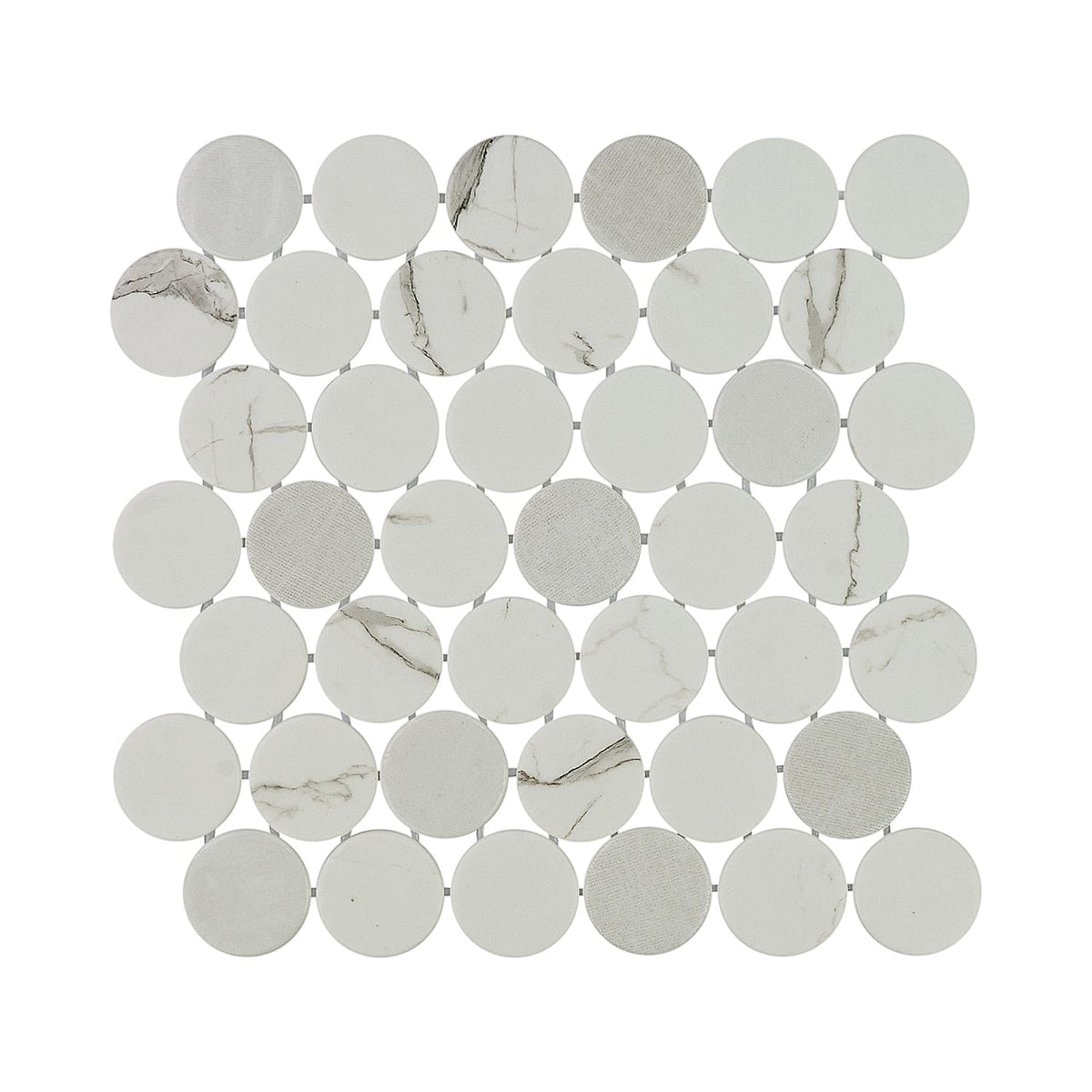 Calvari Fosca 2-Inch Round Recycled Glass Mosaic Tile Euro Glass
