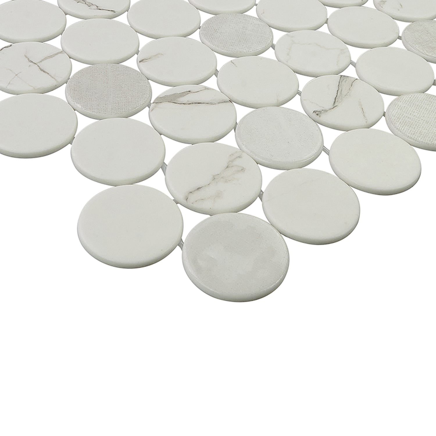 Calvari Fosca 2-Inch Round Recycled Glass Mosaic Tile Euro Glass