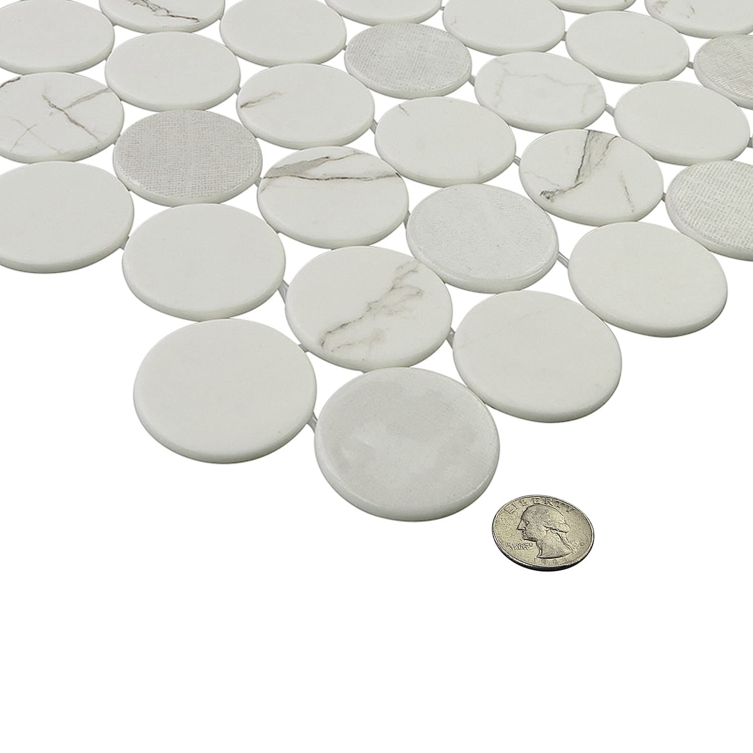 Calvari Fosca 2-Inch Round Recycled Glass Mosaic Tile Euro Glass