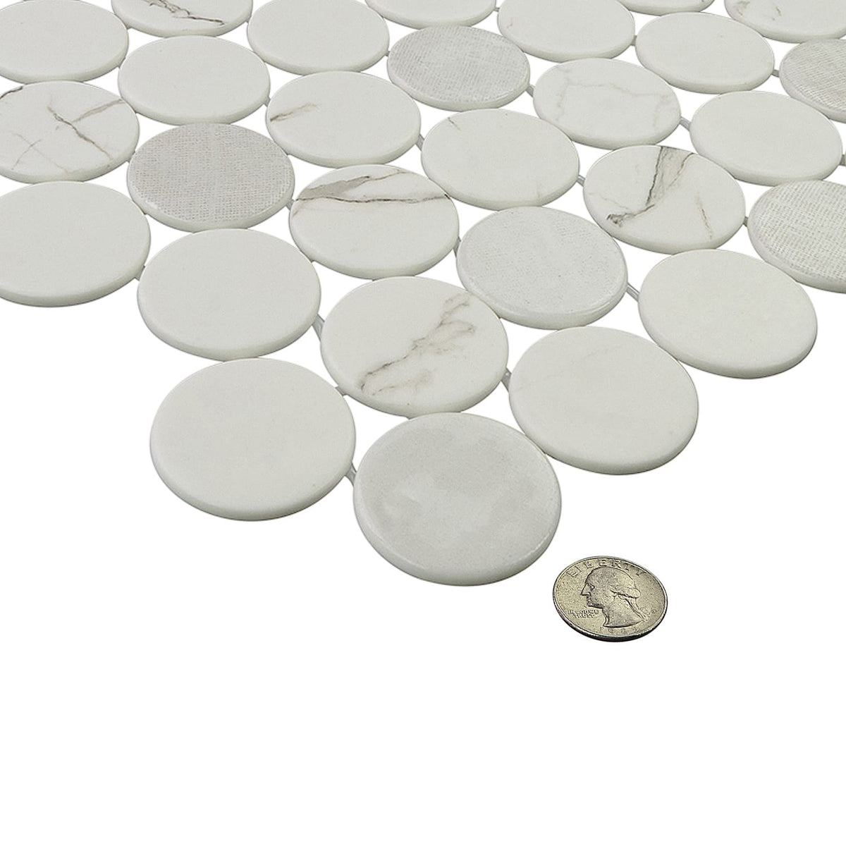 Calvari Fosca 2-Inch Round Recycled Glass Mosaic Tile Euro Glass