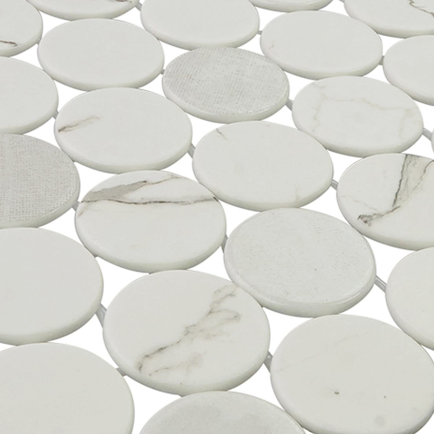 Calvari Fosca 2-Inch Round Recycled Glass Mosaic Tile Euro Glass