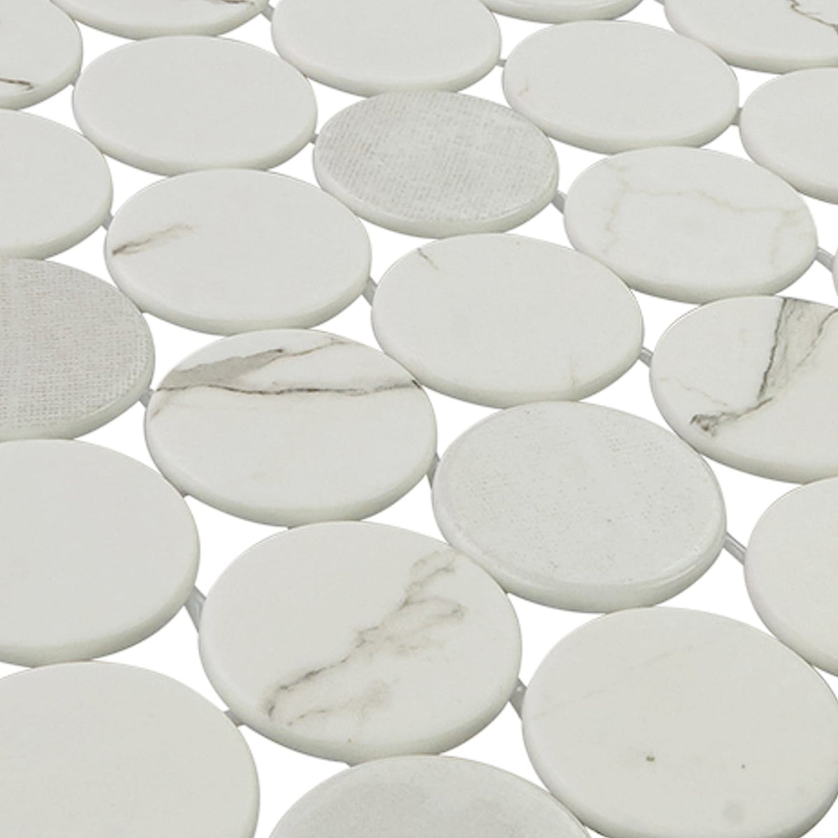 Calvari Fosca 2-Inch Round Recycled Glass Mosaic Tile Euro Glass