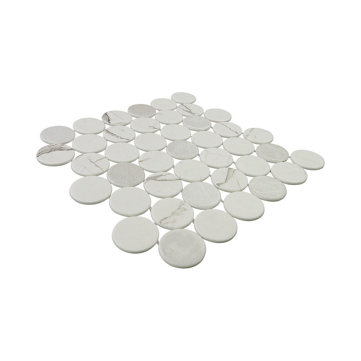 Calvari Fosca 2-Inch Round Recycled Glass Mosaic Tile Euro Glass