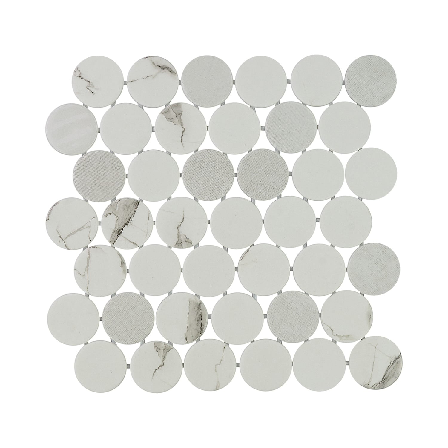 Calvari Fosca 2-Inch Round Recycled Glass Mosaic Tile Euro Glass