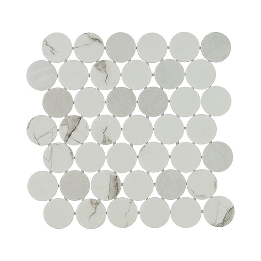 Calvari Fosca 2-Inch Round Recycled Glass Mosaic Tile Euro Glass
